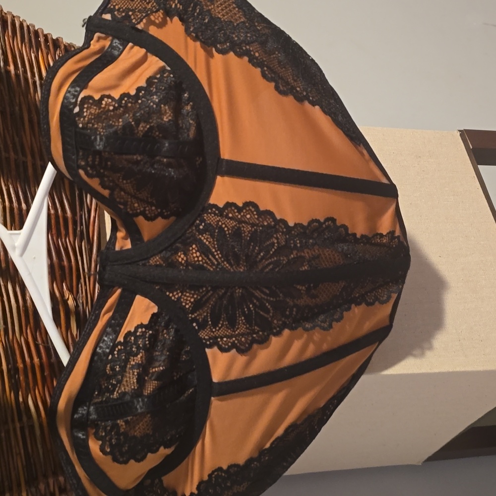 SHEIN Black and Tan Lace Bustier
